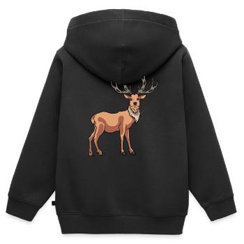 Epic Deer Red Deer Antler Wild - Kids Premium Organic Zip-up Hoodie - black - Back - AI Model Kid Male (0cm)