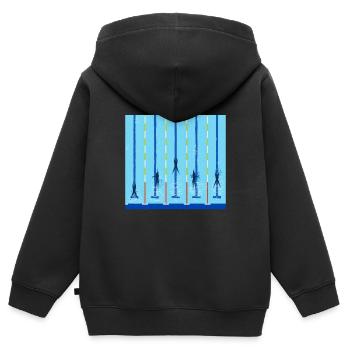 Schwimmbad Schwimmen Bahnen Wettkampf Geschenk - Kinder Premium Organic Zip Hoodie - Schwarz - Hinten - AI Model Kid Male (0cm)