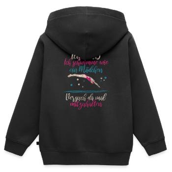 Schwimmerin Sprungbrett Geschenk - Kinder Premium Organic Zip Hoodie - Schwarz - Hinten - AI Model Kid Male (0cm)