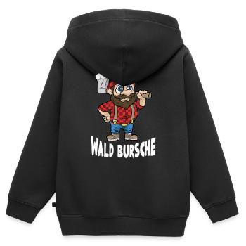 WALD BURSCHE Forestier forestier forestier bûcheron Dessin animé - Sweat Premium à capuche zippé enfant bio - noir - Dos - AI Model Kid Male (0cm)