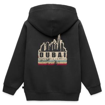 Retro Dubai Tower Stadt Tourismus Geschenk - Kinder Premium Organic Zip Hoodie - Schwarz - Hinten - AI Model Kid Male (0cm)