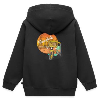 Bangkok Tuk Tuk Taxi Reise Tourismus Geschenk - Kinder Premium Organic Zip Hoodie - Schwarz - Hinten - AI Model Kid Male (0cm)