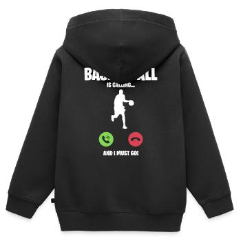 Basketball ruft an ich muss los Geschenk Anrufen - Kinder Premium Organic Zip Hoodie - Schwarz - Hinten - AI Model Kid Male (0cm)