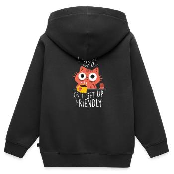 Je me lève tôt ou je me lève amicalement - Sweat Premium à capuche zippé enfant bio - noir - Dos - AI Model Kid Male (0cm)