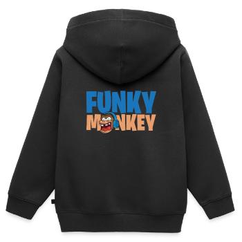 Funky Monkey Affe Kopfhoerer Geschenk - Kinder Premium Organic Zip Hoodie - Schwarz - Hinten - AI Model Kid Male (0cm)