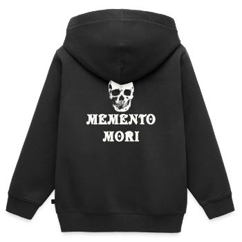 Memento Mori Crâne Crâne Gothique - Sweat Premium à capuche zippé enfant bio - noir - Dos - AI Model Kid Male (0cm)
