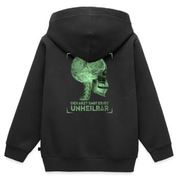 Boxen - Kinder Premium Organic Zip Hoodie - Schwarz - Hinten - AI Model Kid Male (0cm)