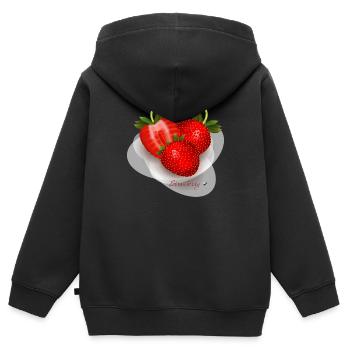 Fraises fraises - Sweat Premium à capuche zippé enfant bio - noir - Dos - AI Model Kid Male (0cm)