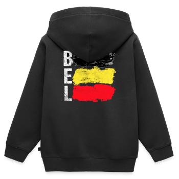 Belgien - Kinder Premium Organic Zip Hoodie - Schwarz - Hinten - AI Model Kid Male (0cm)