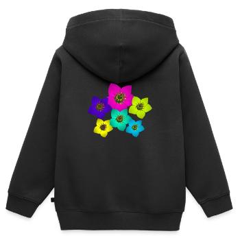 wundervolle bunte Blumen, Blumenstrauß, Blüten - Kinder Premium Organic Zip Hoodie - Schwarz - Hinten - AI Model Kid Male (0cm)