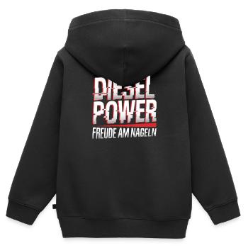 DIESEL POWER FREUDE AM NAGELN - Kinder Premium Organic Zip Hoodie - Schwarz - Hinten - AI Model Kid Male (0cm)