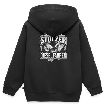 ICH BIN STOLZER DIESELFAHRER - Kinder Premium Organic Zip Hoodie - Schwarz - Hinten - AI Model Kid Male (0cm)