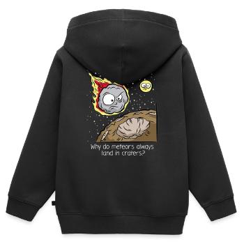 Meteor Meteorite comète d’impact cratère cadeau - Sweat Premium à capuche zippé enfant bio - noir - Dos - AI Model Kid Male (0cm)