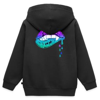 Melting Lips - Kinder Premium Organic Zip Hoodie - Schwarz - Hinten - AI Model Kid Male (0cm)