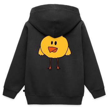 Cute Chick Bird - Sweat Premium à capuche zippé enfant bio - noir - Dos - AI Model Kid Male (0cm)