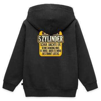 Als Gott den 5 Zylinder schuf dachte er - Kinder Premium Organic Zip Hoodie - Schwarz - Hinten - AI Model Kid Male (0cm)