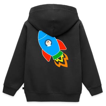 Rocket with astronaut - Kids Premium Organic Zip-up Hoodie - black - Back - AI Model Kid Male (0cm)