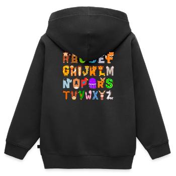 Animal ABC Alphabet German Animal Alphabet - Kids Premium Organic Zip-up Hoodie - black - Back - AI Model Kid Male (0cm)