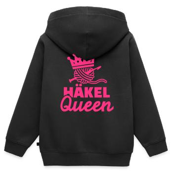 Häkeln - Kinder Premium Organic Zip Hoodie - Schwarz - Hinten - AI Model Kid Male (0cm)