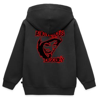 anonymous disobey - Sweat Premium à capuche zippé enfant bio - noir - Dos - AI Model Kid Male (0cm)