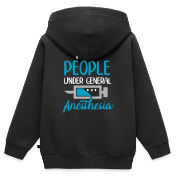 I like people under general Anesthesia - Kinder Premium Organic Zip Hoodie - Schwarz - Hinten - AI Model Kid Male (0cm)