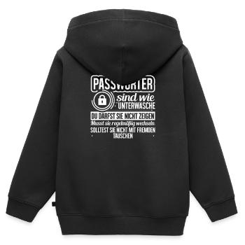 Informatiker, IT, Softwareentwickler, Nerd, Admin - Kinder Premium Organic Zip Hoodie - Schwarz - Hinten - AI Model Kid Male (0cm)