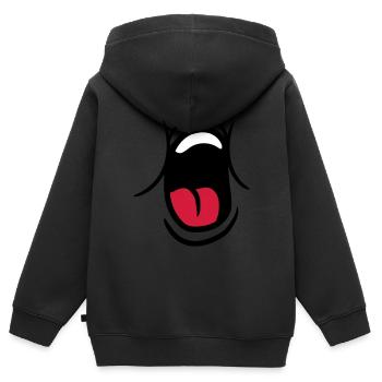 hunger essen witzig gaehnen schreien mund muede br - Kinder Premium Organic Zip Hoodie - Schwarz - Hinten - AI Model Kid Male (0cm)