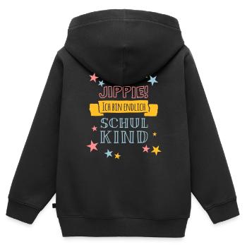 Jippie, ich bin endlich Schulkind - Kinder Premium Organic Zip Hoodie - Schwarz - Hinten - AI Model Kid Male (0cm)