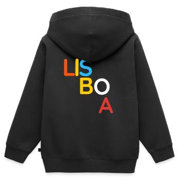 Lisbon - Kids Premium Organic Zip-up Hoodie - black - Back - AI Model Kid Male (0cm)