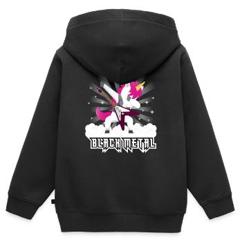 Black Metal Unicorn - Kinder Premium Organic Zip Hoodie - Schwarz - Hinten - AI Model Kid Male (0cm)