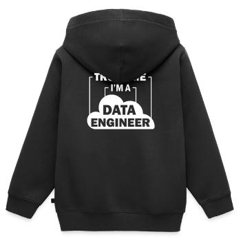 Data Engineer Data Science - Kinder Premium Organic Zip Hoodie - Schwarz - Hinten - AI Model Kid Male (0cm)
