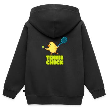 Tennis Chick Girl Ladies - Sweat Premium à capuche zippé enfant bio - noir - Dos - AI Model Kid Male (0cm)