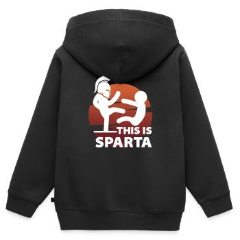 Sparta CECI EST SPARTA - Sweat Premium à capuche zippé enfant bio - noir - Dos - AI Model Kid Male (0cm)