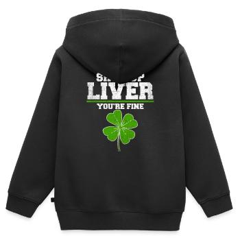 Shut Up Liver tu es bien drôle St Patrick - Sweat Premium à capuche zippé enfant bio - noir - Dos - AI Model Kid Male (0cm)