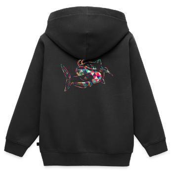 Geometrischer Wels bunt - Kinder Premium Organic Zip Hoodie - Schwarz - Hinten - AI Model Kid Male (0cm)
