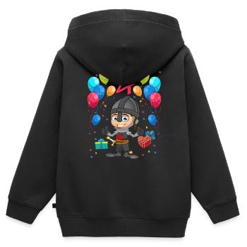 Ritter Kinder Geburtstag Geschenk 4 Jahre - Kinder Premium Organic Zip Hoodie - Schwarz - Hinten - AI Model Kid Male (0cm)