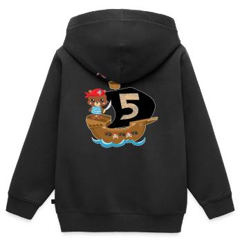 Birthday 5 Years Pirate Birthday Shirt Gift - Kids Premium Organic Zip-up Hoodie - black - Back - AI Model Kid Male (0cm)