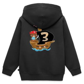 Birthday 3 Years Pirate Birthday Shirt Gift - Kids Premium Organic Zip-up Hoodie - black - Back - AI Model Kid Male (0cm)