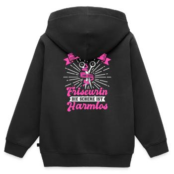 Friseurin Schere - Kinder Premium Organic Zip Hoodie - Schwarz - Hinten - AI Model Kid Male (0cm)