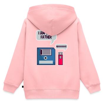 Disquette USB chemise geek ordinateur nerd drôle - Sweat Premium à capuche zippé enfant bio - rose - Dos - AI Model Kid Female (0cm)