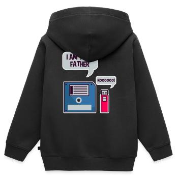 Disquette USB chemise geek ordinateur nerd drôle - Sweat Premium à capuche zippé enfant bio - noir - Dos - AI Model Kid Male (0cm)