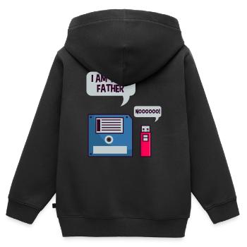 Disquette USB chemise geek ordinateur nerd drôle - Sweat Premium à capuche zippé enfant bio - noir - Dos - AI Model Kid Male (0cm)