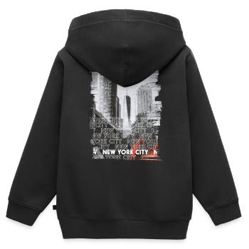 NEW YORK CITY - Kinder Premium Organic Zip Hoodie - Schwarz - Hinten - AI Model Kid Male (0cm)