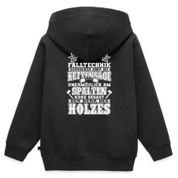 Holzfäller - Kinder Premium Organic Zip Hoodie - Schwarz - Hinten - AI Model Kid Male (0cm)