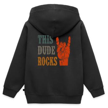 Rock n roll - Sweat Premium à capuche zippé enfant bio - noir - Dos - AI Model Kid Male (0cm)