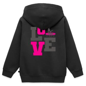 Trampolin - Kinder Premium Organic Zip Hoodie - Schwarz - Hinten - AI Model Kid Male (0cm)