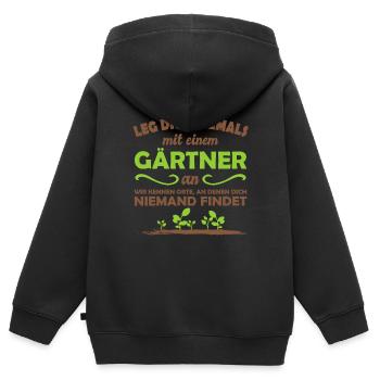 Gärtner - Kinder Premium Organic Zip Hoodie - Schwarz - Hinten - AI Model Kid Male (0cm)