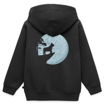Amoureux des chiens bouledogue français pleine lune - Sweat Premium à capuche zippé enfant bio - noir - Dos - AI Model Kid Male (0cm)