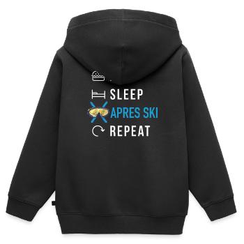 Eat sleep ski piste d'hiver - Sweat Premium à capuche zippé enfant bio - noir - Dos - AI Model Kid Male (0cm)
