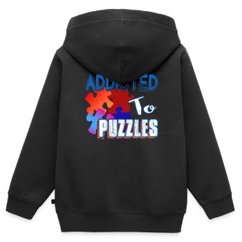 Addicted To Puzzles Funny Jigsaw Puzzle - Kids Premium Organic Zip-up Hoodie - black - Back - AI Model Kid Male (0cm)